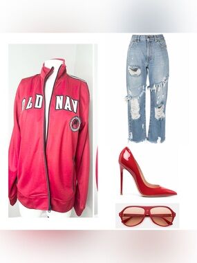 Old Navy Red Zip-Front Track Jacket-M